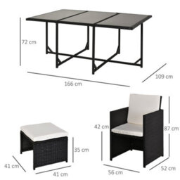 Wyld Haus Lokeha 11-Piece Black And Milk White Rattan Outdoor Dining Set - Seats 10, Glass Table (L168 X D109 X H72Cm) - thumbnail 3