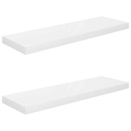 Vidaxl Floating Wall Shelves 2 Pcs High Gloss White 80X23.5X3.8 Cm Mdf - thumbnail 2