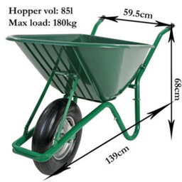 Large 85L Wheelbarrow Plastic Home Garden Stable Building Pneumatic - thumbnail 4
