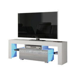 Tv Unit 130Cm Sideboard Cabinet Cupboard Tv Stand Living Room High Gloss Doors - White & Grey - thumbnail 3