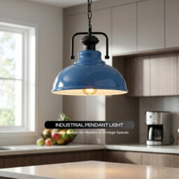 Blue Lamp Shade 29Cm Easy Fit Ceiling Light Shade, Modern Metal Replacement Lampshade For Pendant Wall Lamps, E27 - thumbnail 6