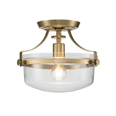 Luminosa Lighting Elstead Quoizel Penn Station Cylindrical Ceiling Light Brushed Brass