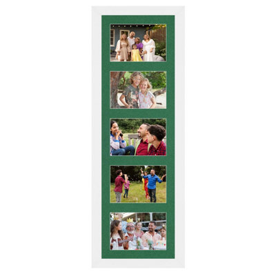 AK Frames 26X8 White Modern Multi Photo Frame With Emerald Mount - Holds 5 Apertures (5X) 6X4 Photos - image 1