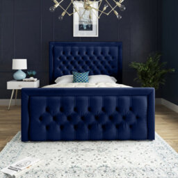 Ds Living Kingston Upholstered Blue Plush Velvet Super King Size Bed Frame 6Ft - thumbnail 3