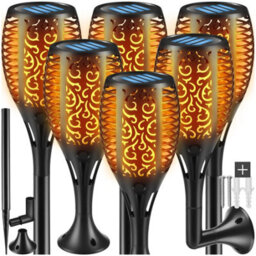 Tectake Solar Garden Lights - Set Of 6, Automatic On-Off Sensor, Up To 8 Hours Use - Black - thumbnail 1