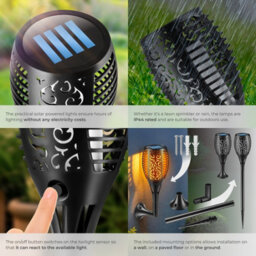 Tectake Solar Garden Lights - Set Of 6, Automatic On-Off Sensor, Up To 8 Hours Use - Black - thumbnail 4