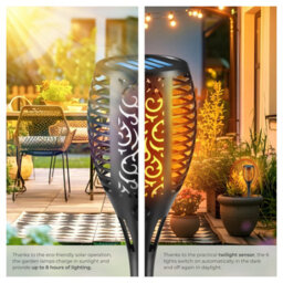 Tectake Solar Garden Lights - Set Of 6, Automatic On-Off Sensor, Up To 8 Hours Use - Black - thumbnail 3