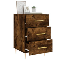 Berkfield Bedside Cabinet Smoked Oak 40X40X66 Cm Engineered Wood - thumbnail 4