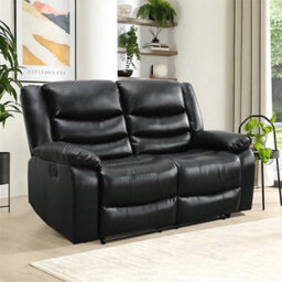 Furniture in Fashion Sorreno Bonded Leather Recliner 2 Seater Sofa In Black - thumbnail 1