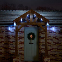 200 Ice White Snowfall Led Icicle Lights With Timer Clear Cable - thumbnail 1