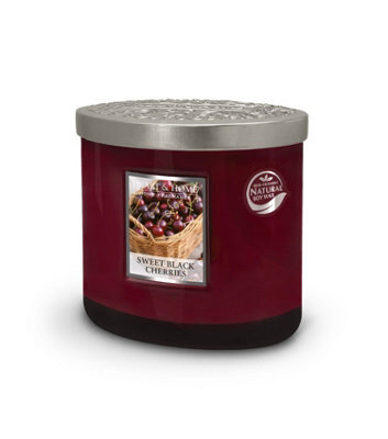 Heart and Home Heart & Home Sweet Black Cherries Twin Wick Ellipse Soy Candle - 40 Hours Burn - image 1