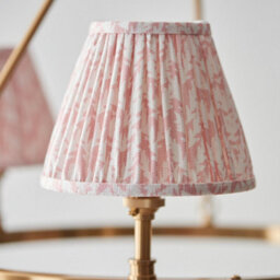 Luminosa Lighting Luminosa Chester Brushed Aged Brass Plate Pendant Light With Peachy Keen Fabric Leaf Shade 16Cm 3X B22 - thumbnail 5
