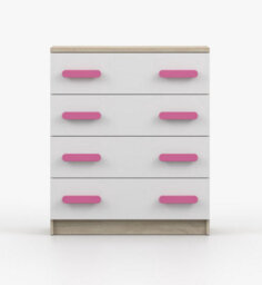 Arte Charming Oak Sonoma And White Chest H930mm W800mm D400mm - Pink Handles For Playful Interiors - thumbnail 2