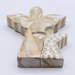 Serenityy Mango Wood Double Angel Figurine - Whitewash, 7 X 3 X 15 Cm - thumbnail 5