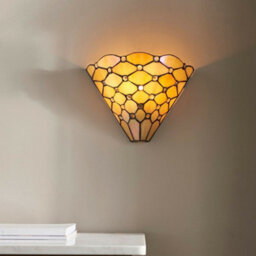 Tiffany Glass Geometric Wall Light - Matt Black Steel - 40W E14 Golf Bulb Needed - thumbnail 4
