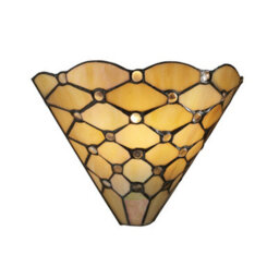 Tiffany Glass Geometric Wall Light - Matt Black Steel - 40W E14 Golf Bulb Needed - thumbnail 5