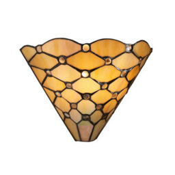Tiffany Glass Geometric Wall Light - Matt Black Steel - 40W E14 Golf Bulb Needed - thumbnail 1