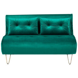 Beliani Sofa Bed 2 Seater Vestfold Velvet Dark Green
