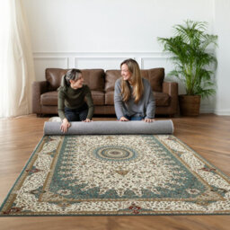 Ameha Non Slip Cashmere Rugs Soft Luxury Modern Area Rug Living Room Modern Dinning Room Geometric Willow Teal Carpets - thumbnail 2