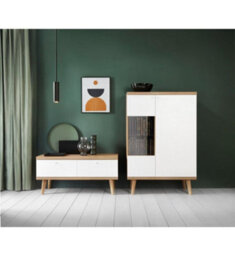 Arte Elegant Primo Tv Cabinet H500mm W1070mm D400mm In White And Oak Riviera - Versatile Entertainment Storage - thumbnail 3