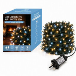 Shatchi 400 Led Warm & Cool White Christmas String Lights, 25M, 8 Modes, Timer, Indoor/outdoor, Green Cable - thumbnail 1