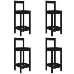 Berkfield 5 Piece Garden Bar Set Black Solid Wood Pine - thumbnail 6