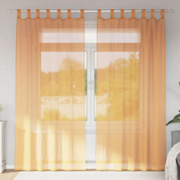 Berkfield Voile Curtains With Loops 2 Pcs Orange 140X245 Cm - thumbnail 1