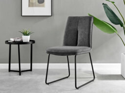Furniturebox Uk Koko White Melamine Round Dining Table & 4 Dark Grey Halle Chairs - thumbnail 8