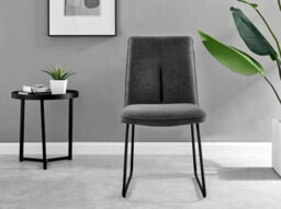 Furniturebox Uk Koko White Melamine Round Dining Table & 4 Dark Grey Halle Chairs - thumbnail 9