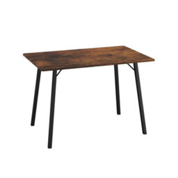 Rustic Oak Wooden Rectangular Dining Table With Splayed Black Metal Legs Kitchen - thumbnail 4