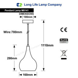 Long Life Lamps Company Modern Teardrop Pendant Ceiling Light Black Shade Hanging Lamp M0141 - thumbnail 2