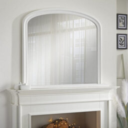 The Online Mirror Shop Overmantle Mirror Osborne Arched Shape With White Frame H 94Cm X W 119Cm X D 4Cm For Hanging Above The Fireplace, Dressing Table
