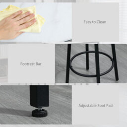 Wyld Haus Lano Marble-Effect 3-Piece Bar Table And Stool Set - White Top, Black Frame. - thumbnail 6