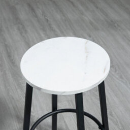 Wyld Haus Lano Marble-Effect 3-Piece Bar Table And Stool Set - White Top, Black Frame. - thumbnail 9