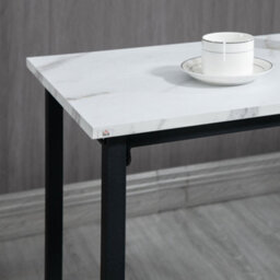 Wyld Haus Lano Marble-Effect 3-Piece Bar Table And Stool Set - White Top, Black Frame. - thumbnail 8