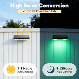 8Pcs Solar Fence Wall Lights Outdoor Garden Patio Backyard Pathway Decking Lamp - thumbnail 4