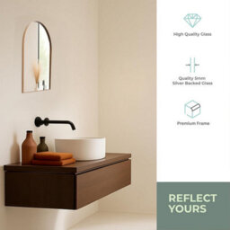 Mood Premium Arch Bathroom Mirror Gold Framed Wall Mounted, Recessed Arched Frame Modern & Stylish (50Cm X 40Cm) - thumbnail 3