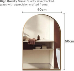 Mood Premium Arch Bathroom Mirror Gold Framed Wall Mounted, Recessed Arched Frame Modern & Stylish (50Cm X 40Cm) - thumbnail 2