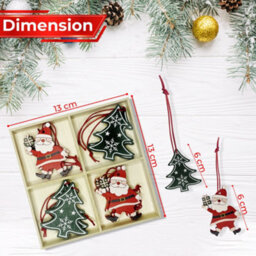 Neel Blue Wooden Christmas Hanging Decorations, Rustic Xmas Tree Ornaments With Santa Claus - 4 Designs - thumbnail 2