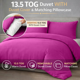 Ameha Duvet 13.5 Tog With Purple Duvet Cover & Matching Pillowcases, Breathable, Bedding Set, Single 135X200Cm - thumbnail 2