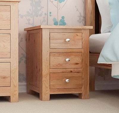 Hallowood Furniture Waverly Oak 3 Drawer Bedside Table - image 1