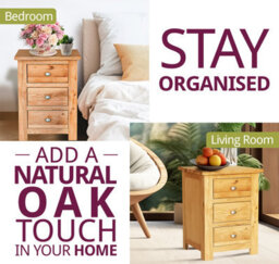 Hallowood Furniture Waverly Oak 3 Drawer Bedside Table - thumbnail 6