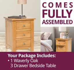 Hallowood Furniture Waverly Oak 3 Drawer Bedside Table - thumbnail 7