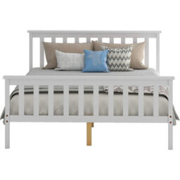 Solid Wooden Pine 4Ft6 Double Bed Frame White Slatted Bedframe - thumbnail 6
