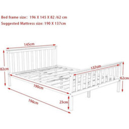 Solid Wooden Pine 4Ft6 Double Bed Frame White Slatted Bedframe - thumbnail 2