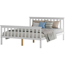 Solid Wooden Pine 4Ft6 Double Bed Frame White Slatted Bedframe - thumbnail 5