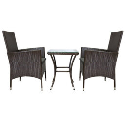 MonsterShop Rattan Bistro Set Furniture 3 Pcs Patio Weave Companion Chair Table Set 2 Seater  Free Cover - thumbnail 4