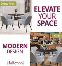 Hallowood Furniture Finley Small Round Dining Table In Black Finish With 4 Steel Grey Fabric Armchairs - thumbnail 6