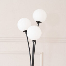 Valuelights Velika Black 3 Way Triple Floor Lamp With White Frosted Glass Globe Shades Light - Led Bulbs Included - thumbnail 2
