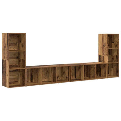 Berkfield Modern Tv Cabinet 4 Pcs Old Wood Engineered Wood - image 1